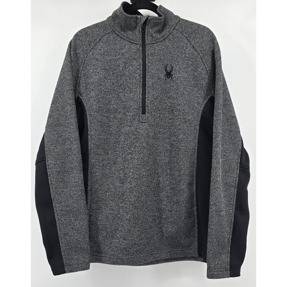 Spyder 1/2 Zip Outbound Pullover Jacket Mens Sz L Heathered Gray Black Logo Ski - Picture 1 of 7